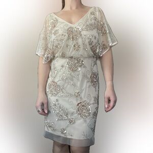 Aidan mattox beaded blush cocktail dress size 6